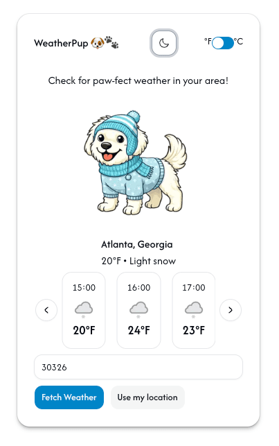 Picture of WeatherPup website